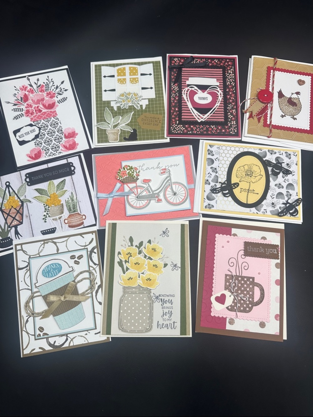#10 Hand made, 3-dimensional Thank you cards. 5 1/2 x 4 1/4.